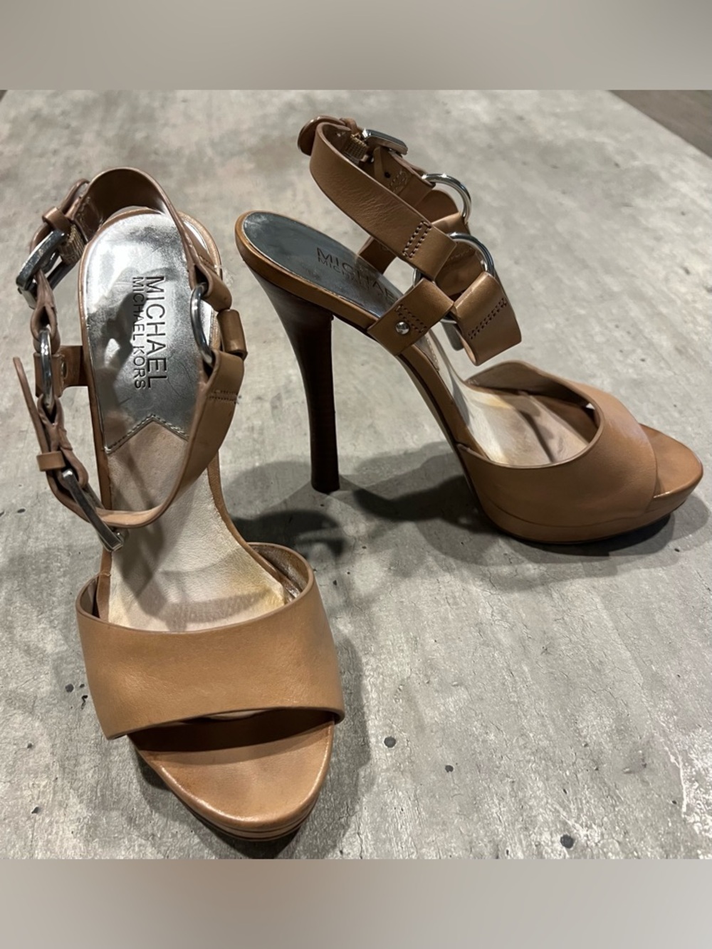 MICHAEL Michael Kors Harrison Harness Sandal Stiletto platform heels 6M